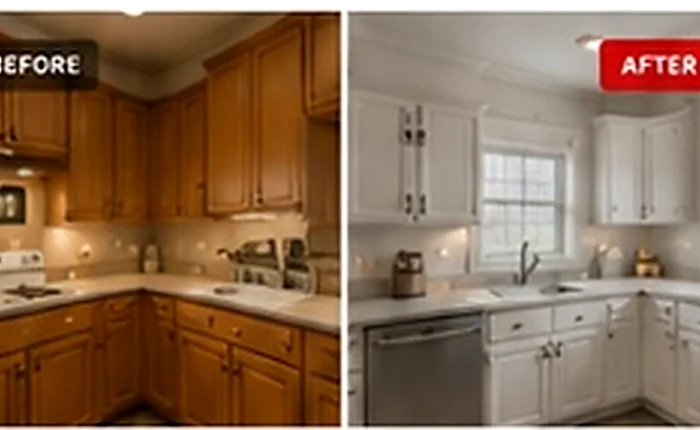 Cabinet painting project for Artondale homeowners