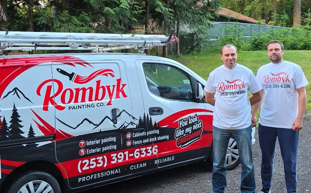 Rombyk Painting service van and crew in Kitsap County