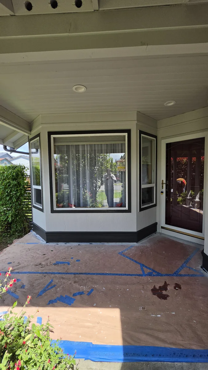 Finished exterior siding and trim detail