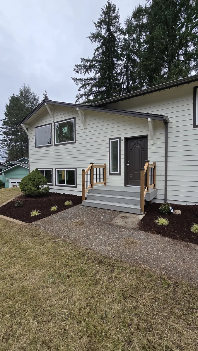 Exterior front and entry side after repaint