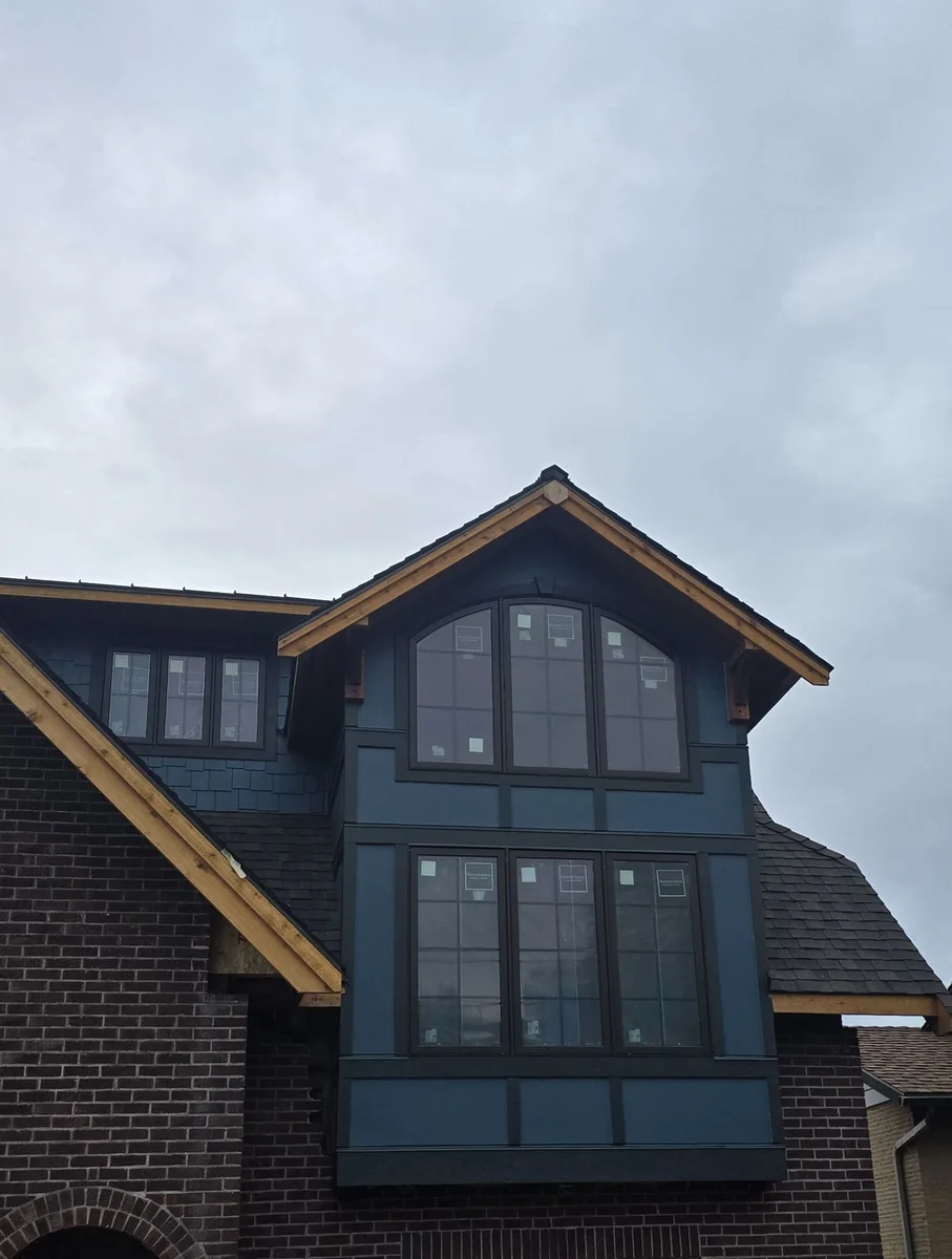 Completed exterior upper window and trim detail