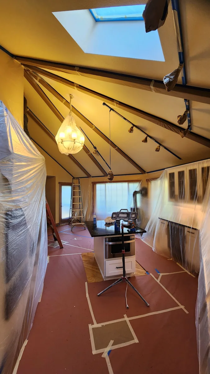Large interior space protected for painting